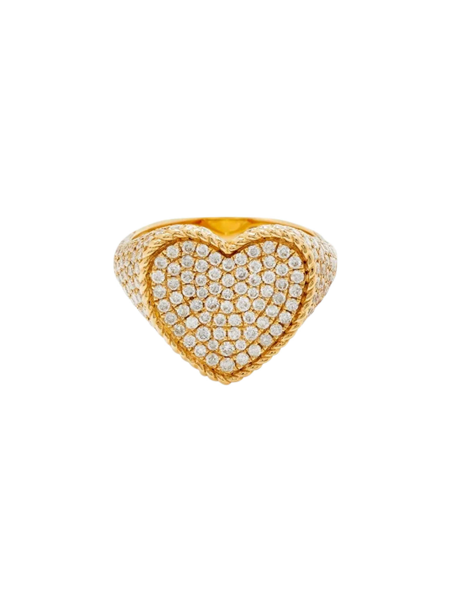 Heart signet ring full diamonds yellow gold